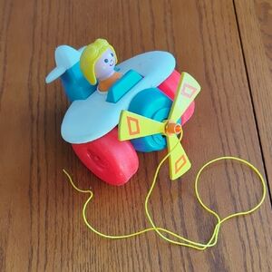 Vintage Fisher Price Colorful Pull-Along Toy Plane
